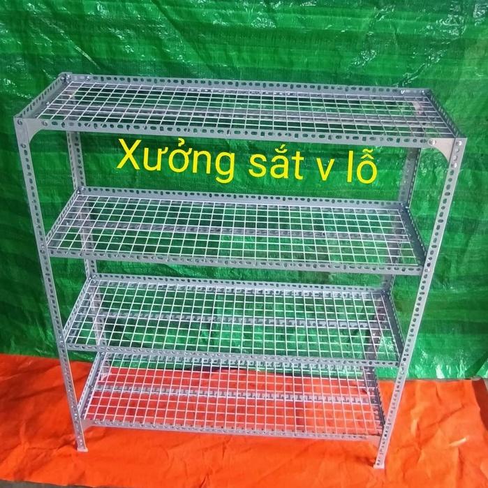 Kệ sắt v lỗ (lưới sắt ô vuông ) rộng 40cm x dài 1,5M ,Cao từ 60cm đến 1,5m ,Nhiều tầng kệ