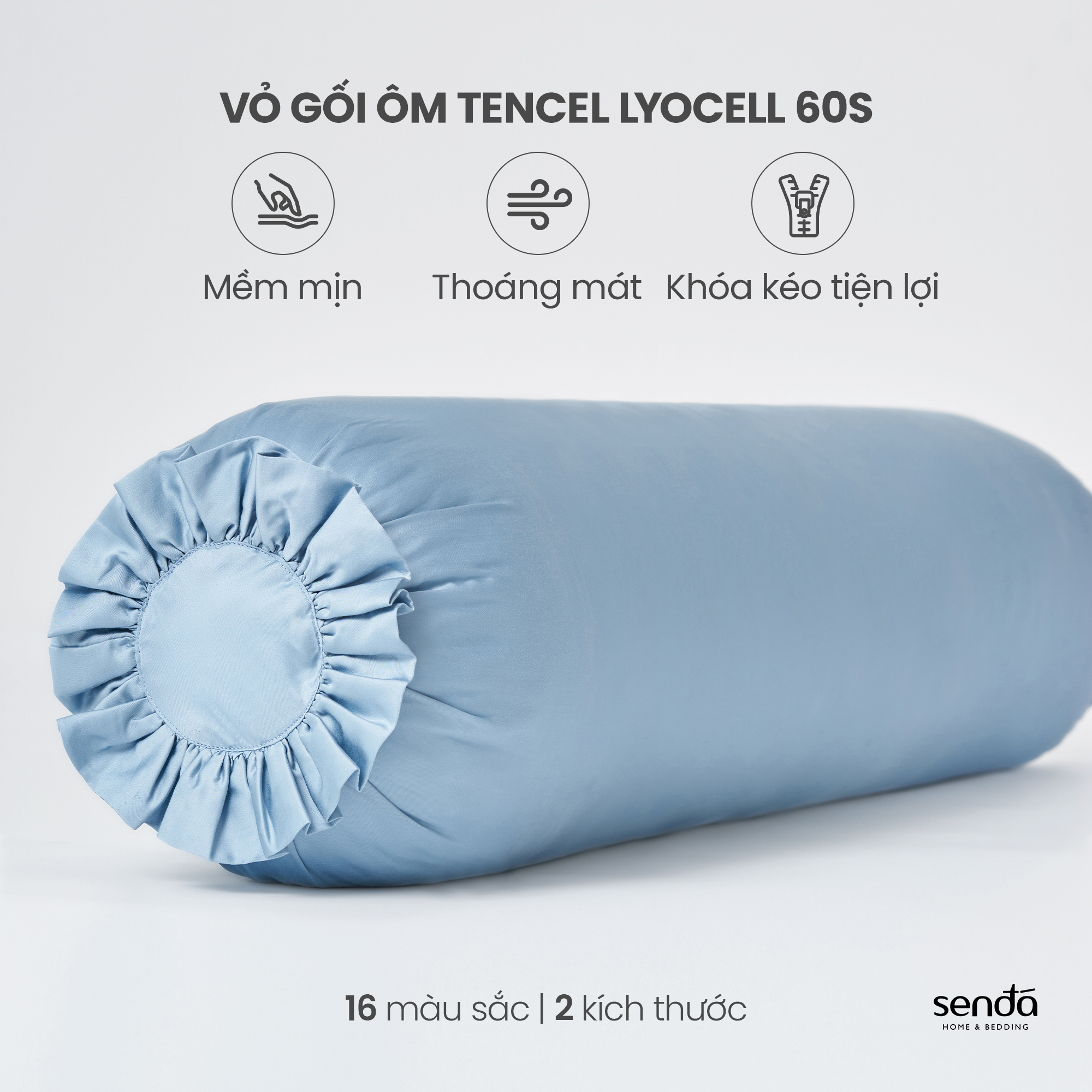 Vỏ gối ôm Lụa Tencel Sen Đá Home Bedding 60x80 70x100 35x100cm cao cấp trơn màu, bao áo gối ôm người lớn có dây kéo khóa