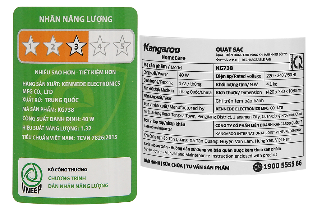 Quạt sạc Kangaroo KG738 - Hàng chính hãng