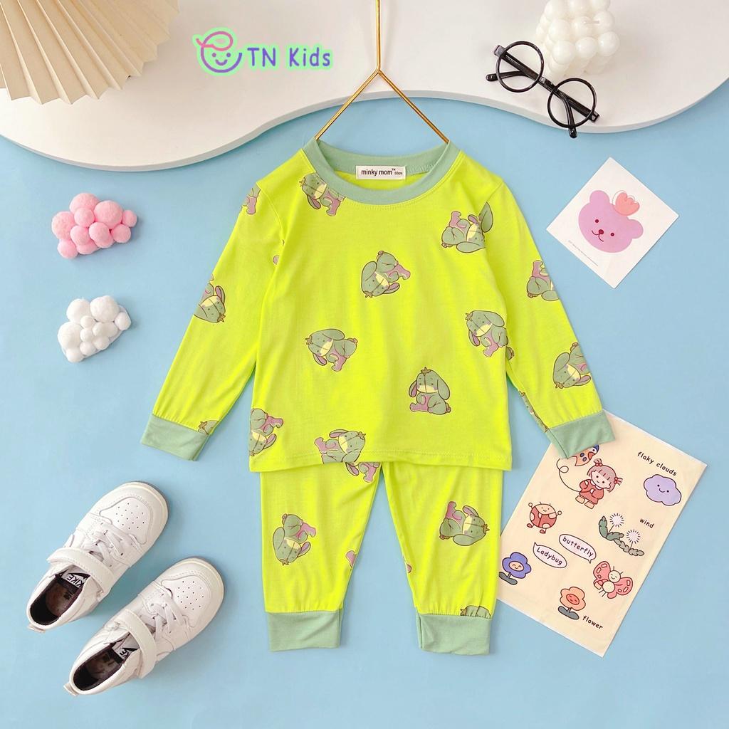 Bộ Dài Tay Thun Lạnh In Toàn Thân Viền Màu Mềm Mịn Thoáng Mát Hàng Chuẩn Loại 1 cho bé trai bé gái