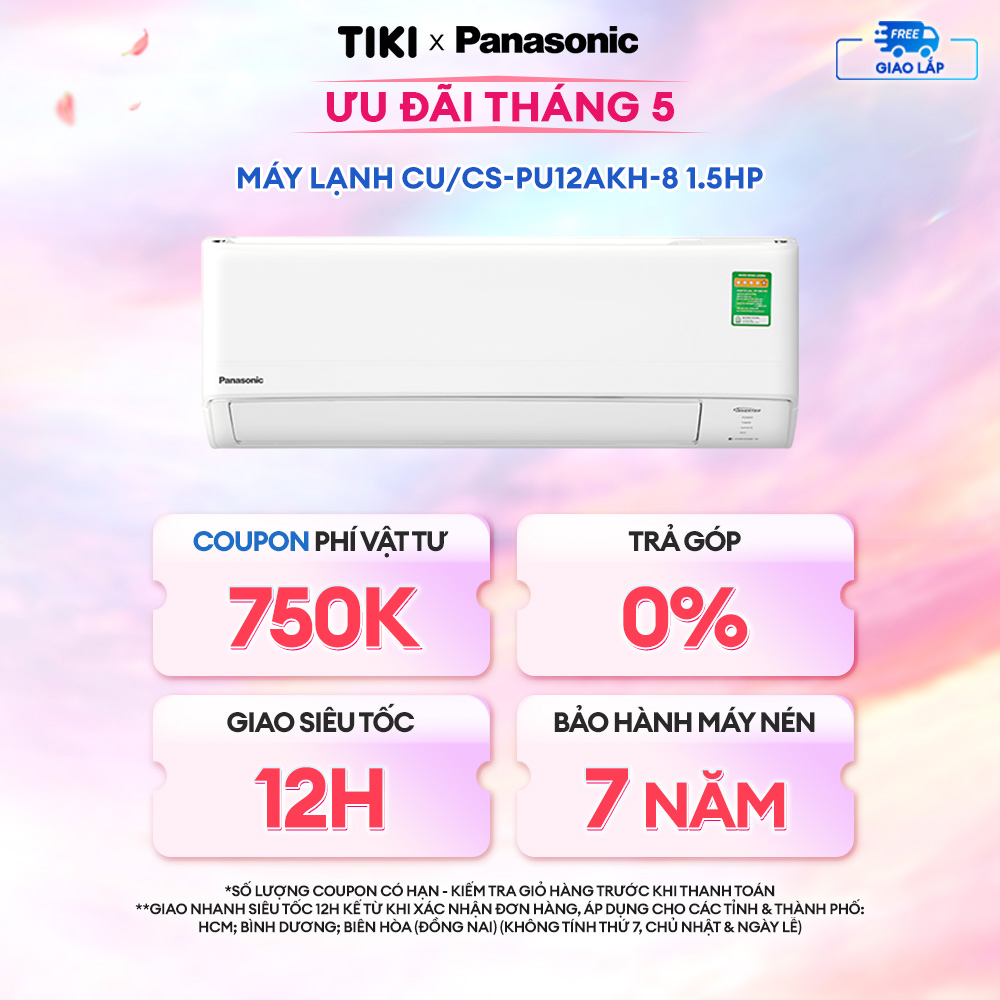 Máy lạnh/ Điều hòa Panasonic Inverter CU/CS-PU12AKH-8 - Công suất 1.5HP - Một chiều - Lọc không khí bụi mịn - Wifi