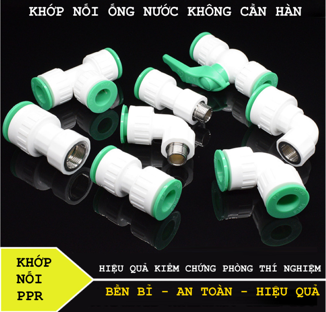 GÓC VUÔNG NỐI ỐNG PPr. Model:NV.001. Xuất Sứ: Hàn Quốc. Nối ống không cần keo hoặc hàn ống. tháo lắp dễ dàng