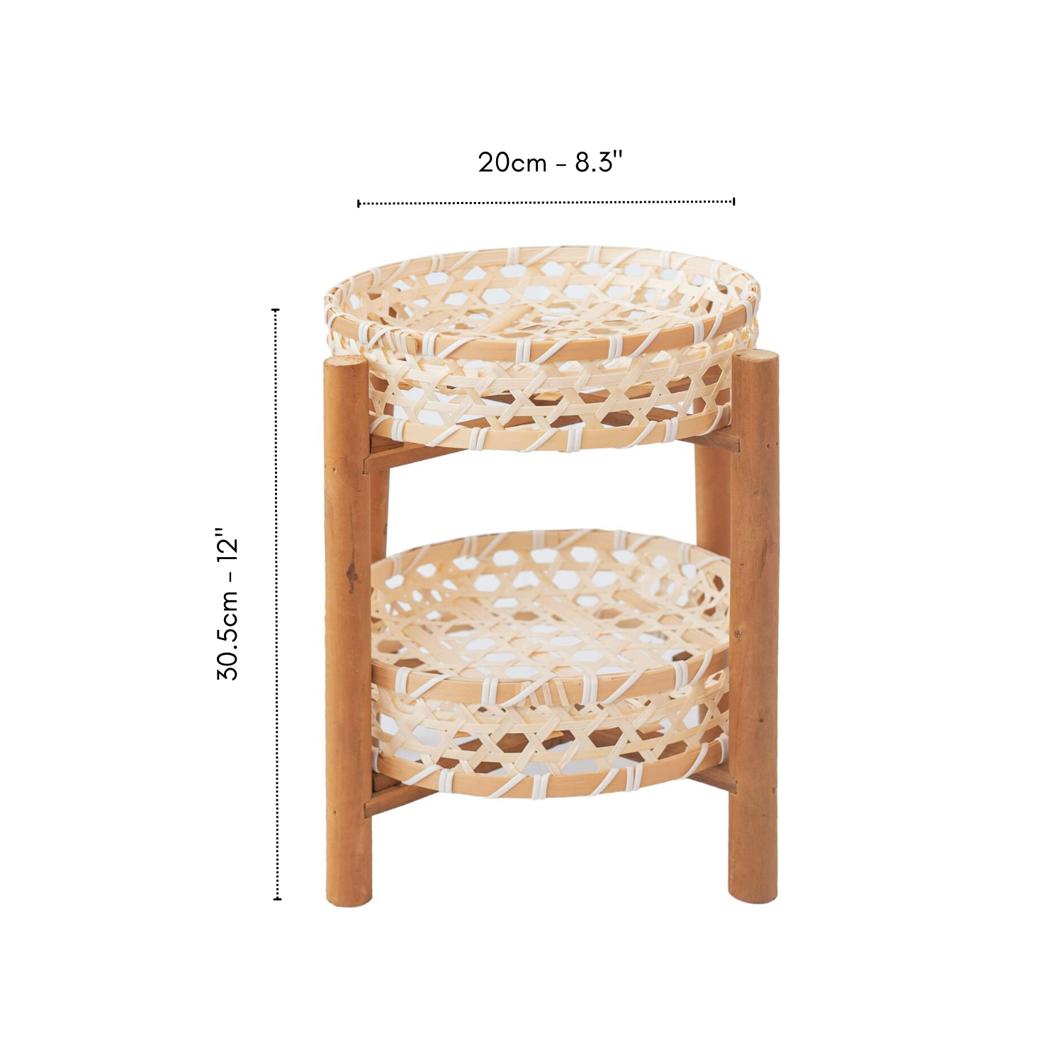 Bộ rổ tre đan tròn 2 tầng
