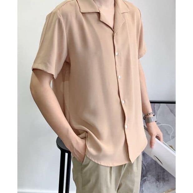 Áo sơ mi tay ngắn nam nữ Menswear sơ mi cổ vest unisex tay lỡ, chất vải lụa mịn chống nhăn