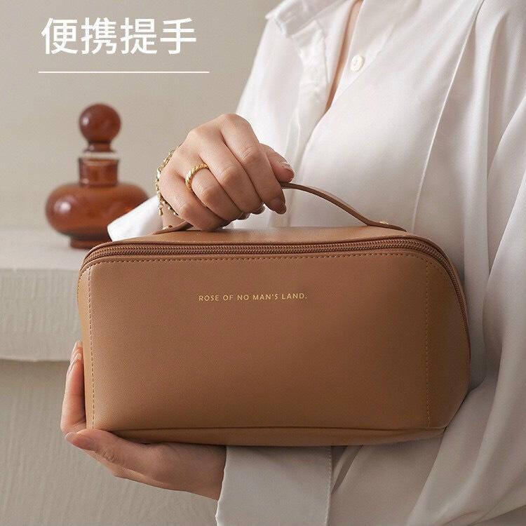 Túi đựng mĩ phẩm du lịch da pu khóa kéo cỡ lớn , thích hợp mang theo khi công tác , du lịch