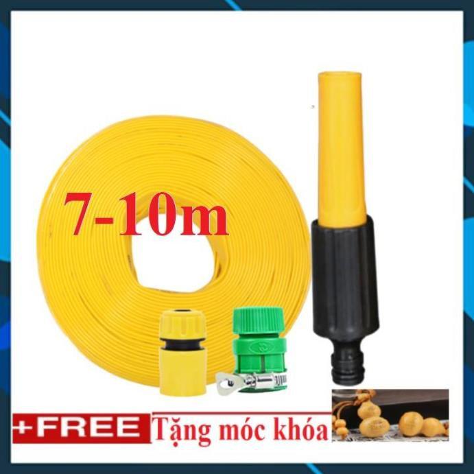 Vòi Xịt️ Bộ dây vòi xịt nước rửa xe, tưới cây , tăng áp 3 lần, loại 7m, 10m 206622-5 cút sập+ móc khoá