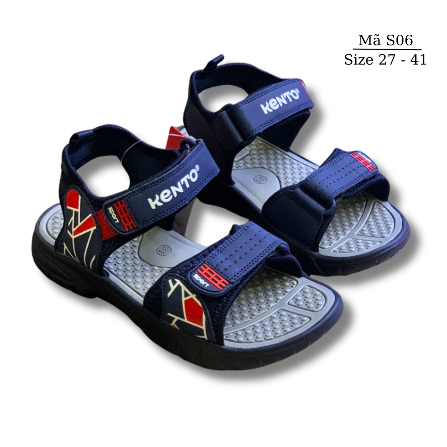 Dép sandal quai hậu bé trai cao cấp KENTO S06 NHÍM SHOP Dép đi học trẻ em siêu nhẹ kháng khuẩn phong cách thể thao năng động 3 - 15 tuổi Xanh Đen Pha Đỏ Thời Trang