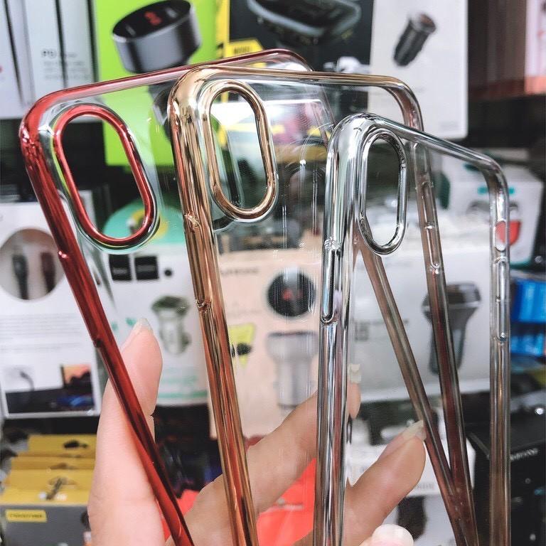 Ốp lưng cứng trong MẠ SI viền màu 7/8 PLUS/X/XS/XSMAX S10/S10 PLUS