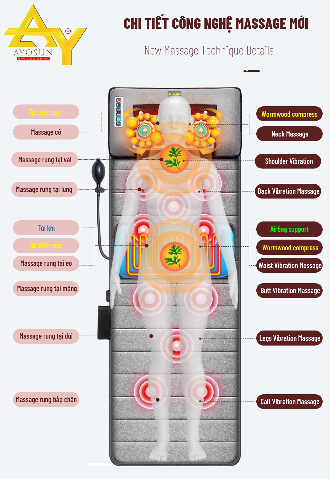 Đệm Massage Toàn Thân aYosun PL - T600 