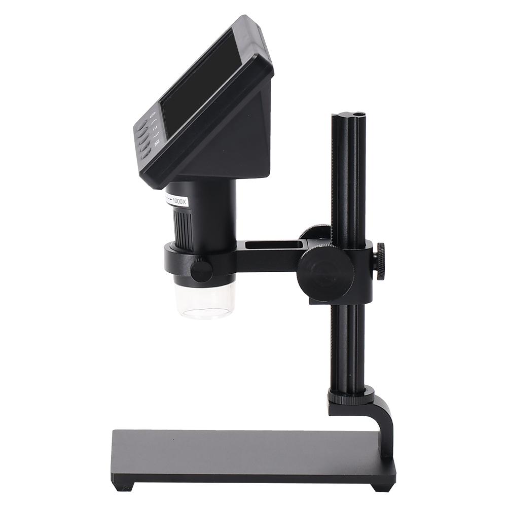 4.3 Inch Display 1000X Digital Microscope Photo Video Taking with 8 Adjustable LED Lights Lifting Aluminum Alloy Stand for Jewelry Identification Mobilephone Repairs