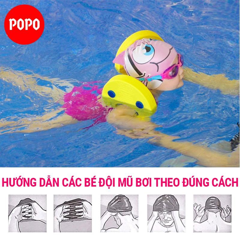 Nón bơi trẻ em hình ngộ nghĩnh POPO chất liệu mũ bơi silicone an toàn, cảm giác mềm mại khi đội cho bé