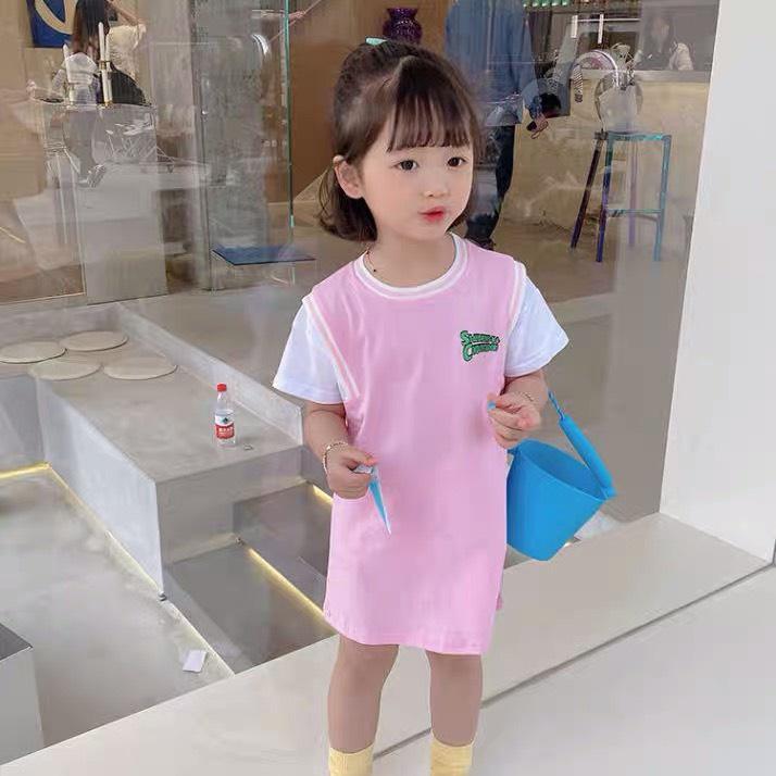 Đầm bé gái Con Xinh cotton tay phối kiểu dễ thương, váy dành cho bé gái từ 4 đến 10 tuổi