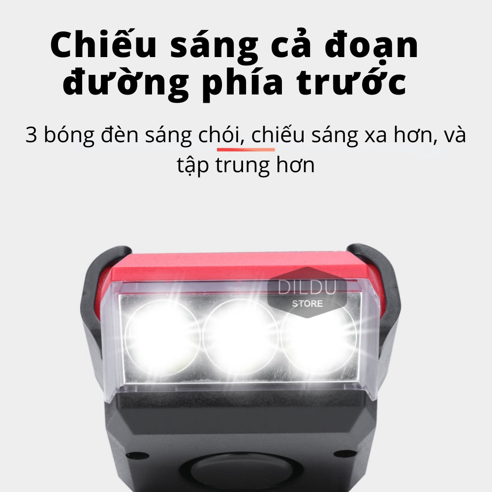 Đèn Xe Đạp kèm Giá Đỡ Xe Đạp 2in1 3 bóng BF-909, 4 chế độ sáng - Tiết Kiệm Không Gian Xe - Siêu Sáng - Sạc USB - Pin 2400mah - Hàng chính hãng cao cấp