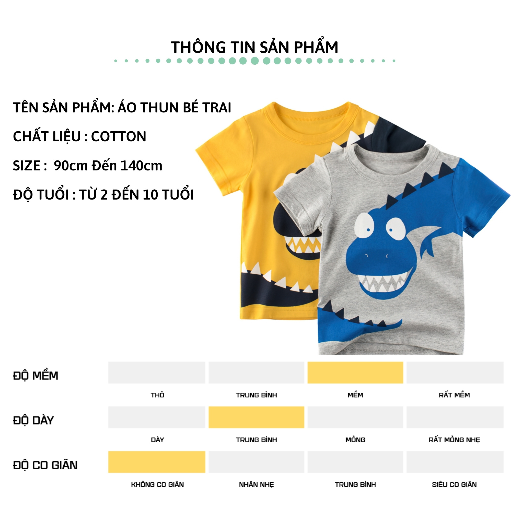 Áo thun bé trai ngắn tay 27Kids áo cộc nam 100% Cotton cho trẻ từ 2-10 tuổi BSTS6