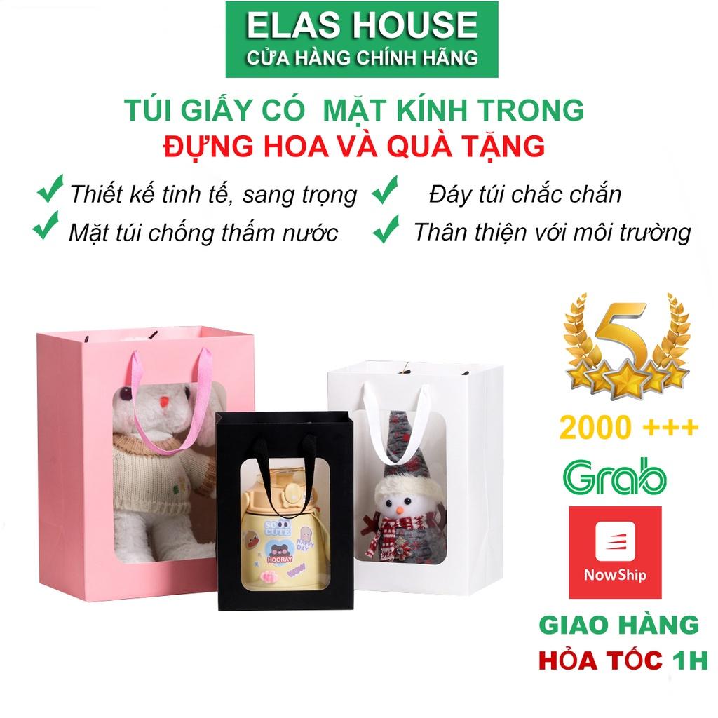 Túi giấy đựng gói quà tặng, hoa có quai 1 mặt kính trong