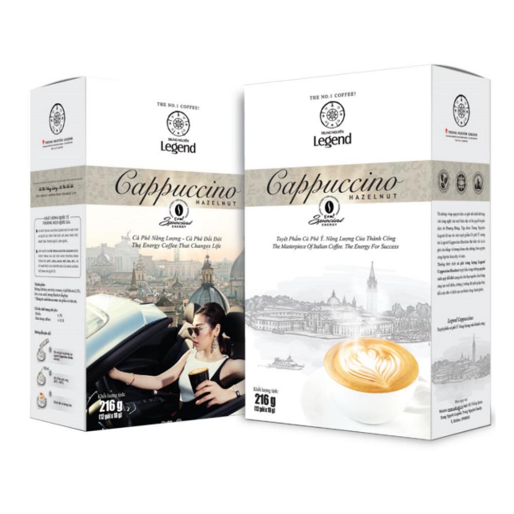 Trung Nguyên Legend - Cà phê hoà tan rang xay Cappuccino Hazelnut - Hộp 12 gói x 18gr