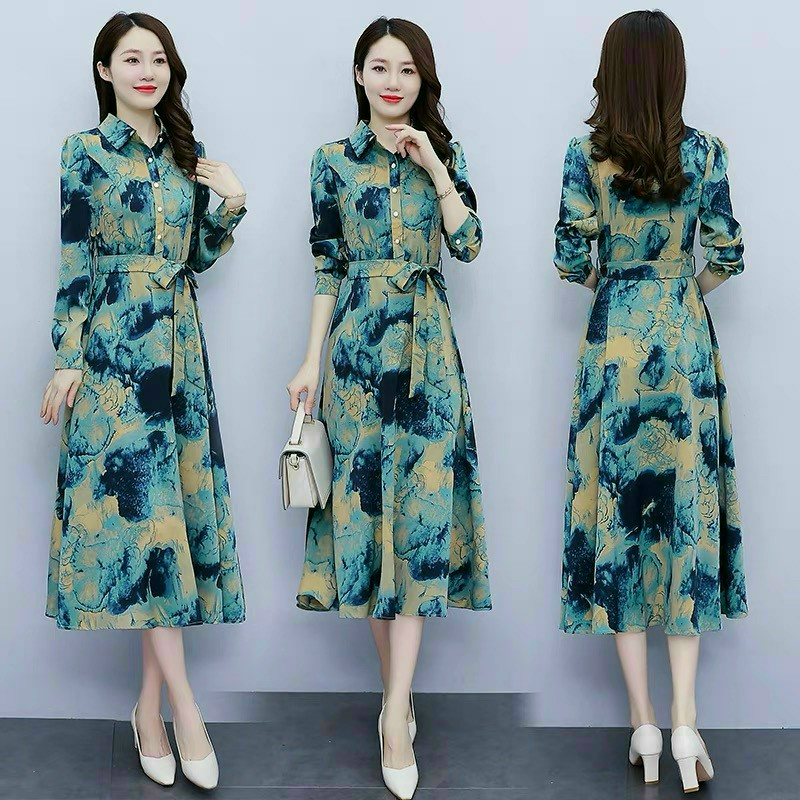 ĐẦM XÒE LỤA CỔ SƠ MI TAY DÀI