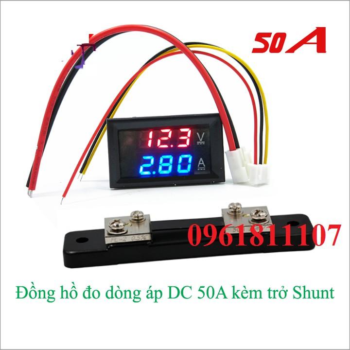 Đồng hồ đo áp và dòng 100VDC - 50A + thanh trở shunt