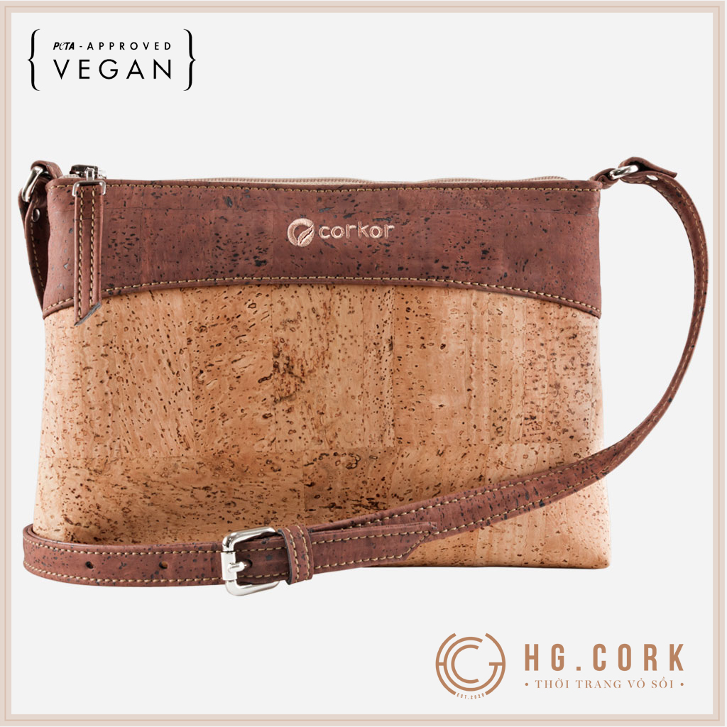 Túi Đeo Chéo Nữ Cao Cấp - CROSSBODY PURSE - HGcork Corkor CK158 - Vật liệu da cork thực vật thuần chay - Sản phẩm Handmade, Sản xuất tại Bồ Đào Nha