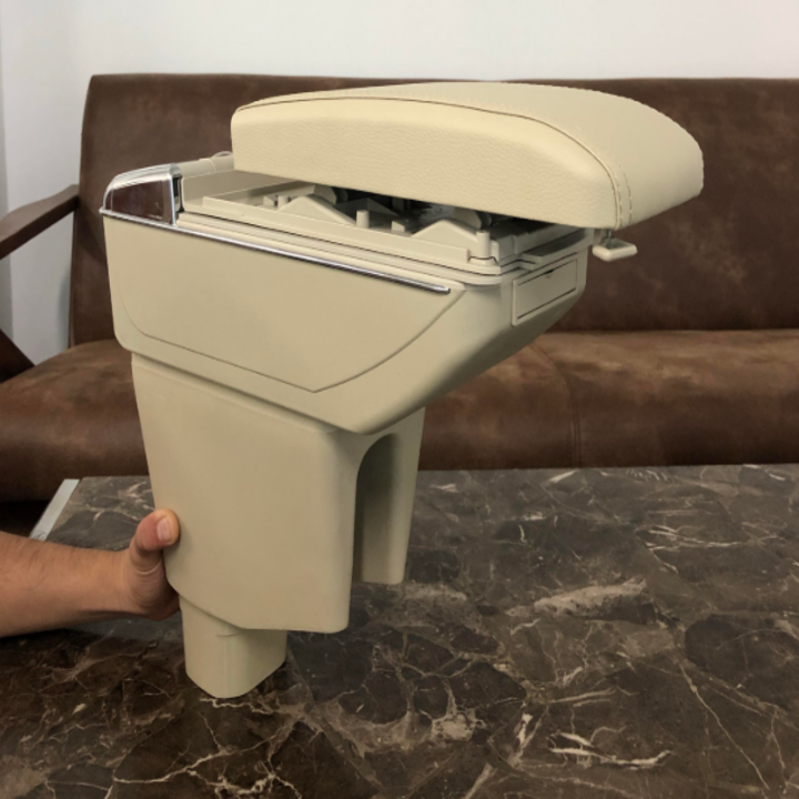 Hộp tỳ tay ô tô dành cho xe Toyota Wigo cao cấp tích hợp 7 cổng USB - Mã: DUSB-WO - 2 màu: Đen và Be