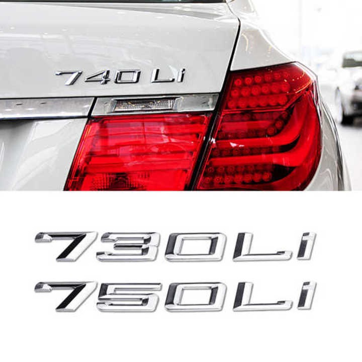 Decal tem chữ inox 730LI, 740LI và 750LI dán ô tô, xe hơi cao cấp
