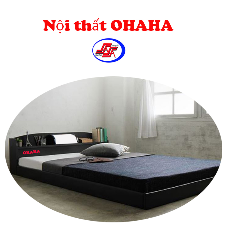 Giường ngủ cao cấp HMR Lõi xanh chống ẩm OHAHA 001 Japanese style - Black Bed