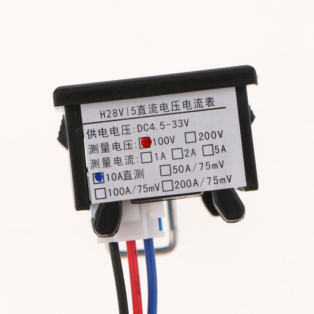 2-4pack DC 0-100V LED Motor Dual Display Digital Voltage Current Meter 10A