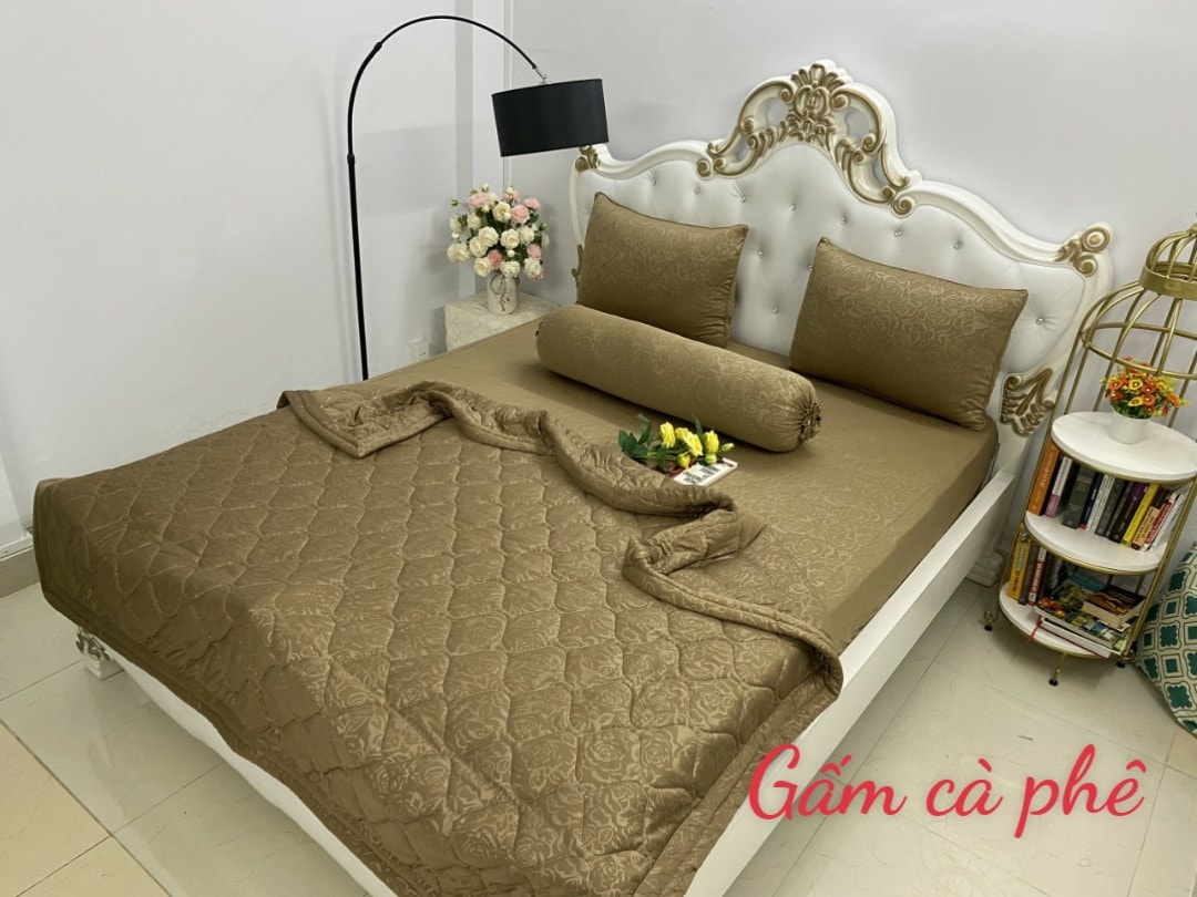 Mền Thun Gấm Hàn Quốc Họa Tiết Chìm Cao Cấp
