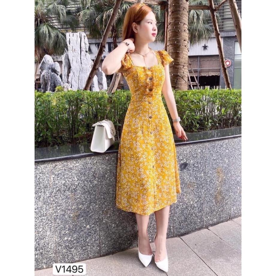 Váy đầm nữ dáng chữ A họa tiết hoa nhí kèm băng đô HT77