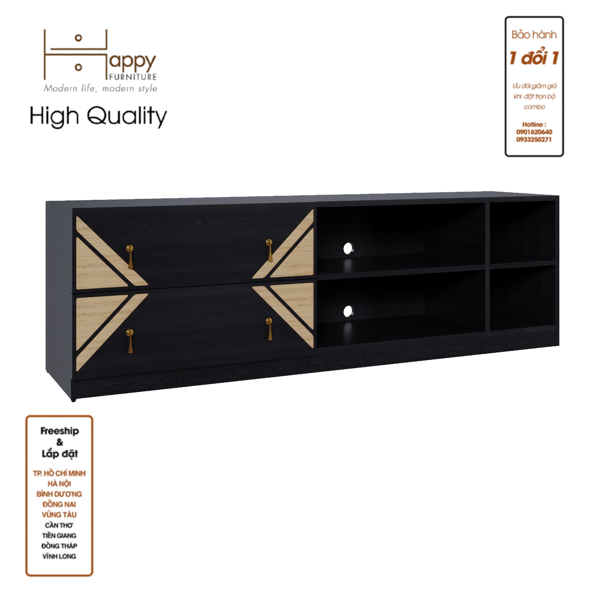 [Happy Home Furniture] CHARIS, Kệ TV 2 ngăn kéo, 160cm x 40cm x 50cm ( DxRxC), KTV_030