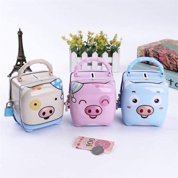 Ống Heo Két Sắt Mini Tiết Kiệm Tiền Mẫu Mới Có Khóa Đáng Yêu Cho Bé