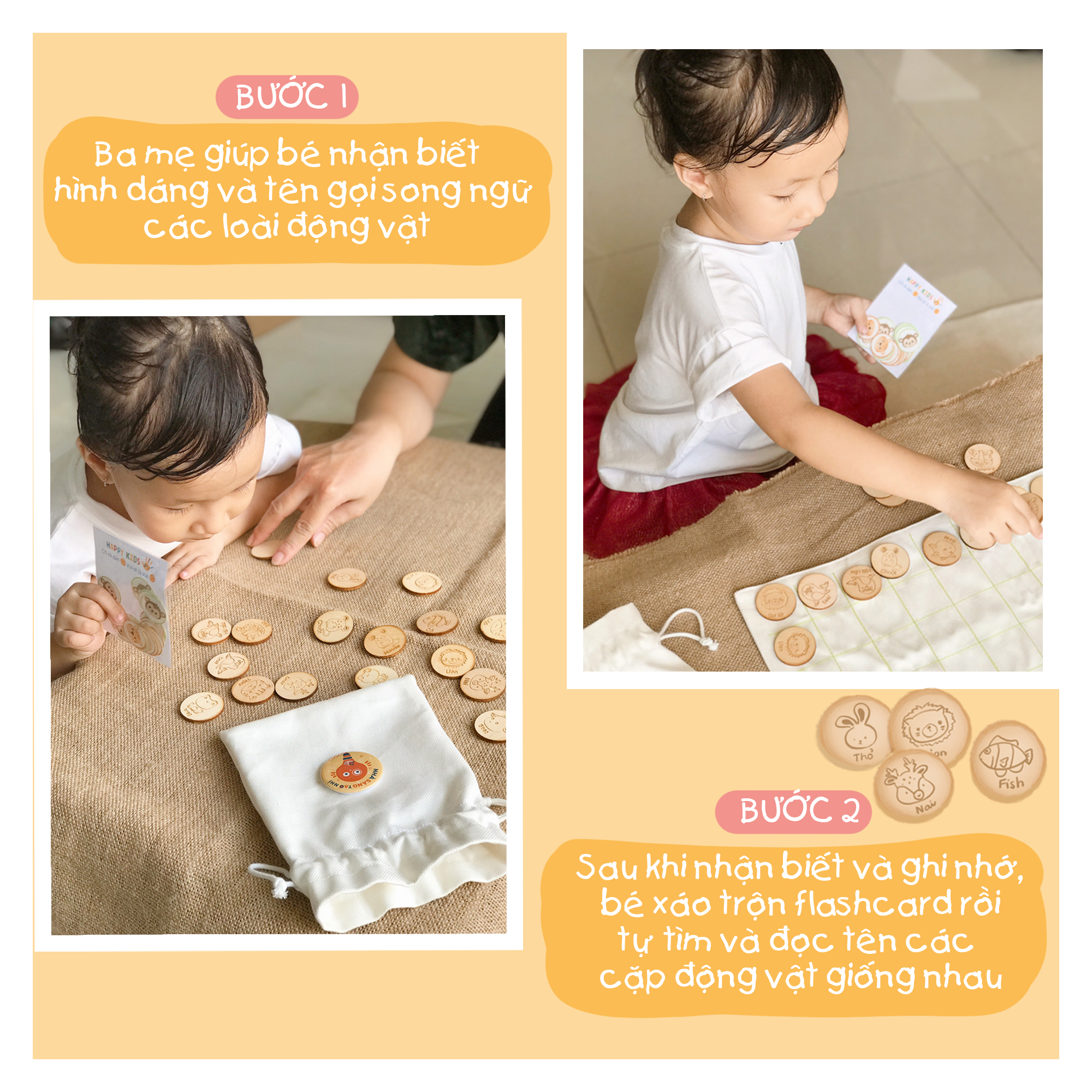 CỜ CARO DIY 3 TRONG 1 KẾT HỢP FLASHCARD SONG NGỮ