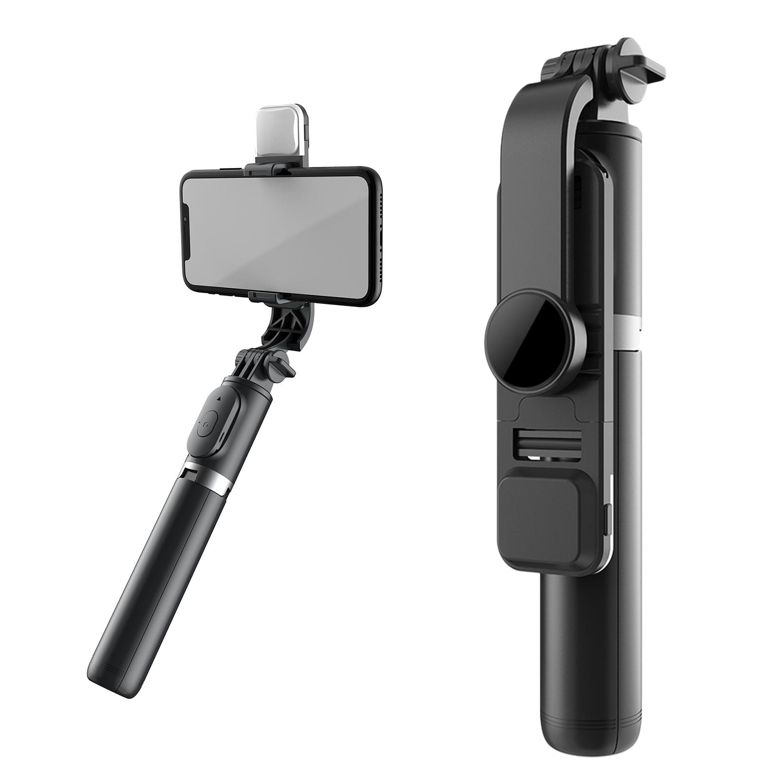 2xExtendable Selfie Stick Monopod Tripod for IOS/Android Black+Fill Light