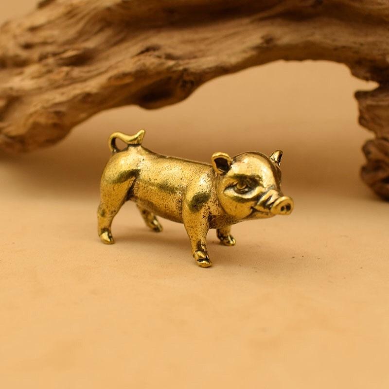 Tượng Lợn tuổi Hợi bằng đồng mini- Trang trí bàn làm việc, vật phẩm phong thủy, móc chìa khóa loại đẹp