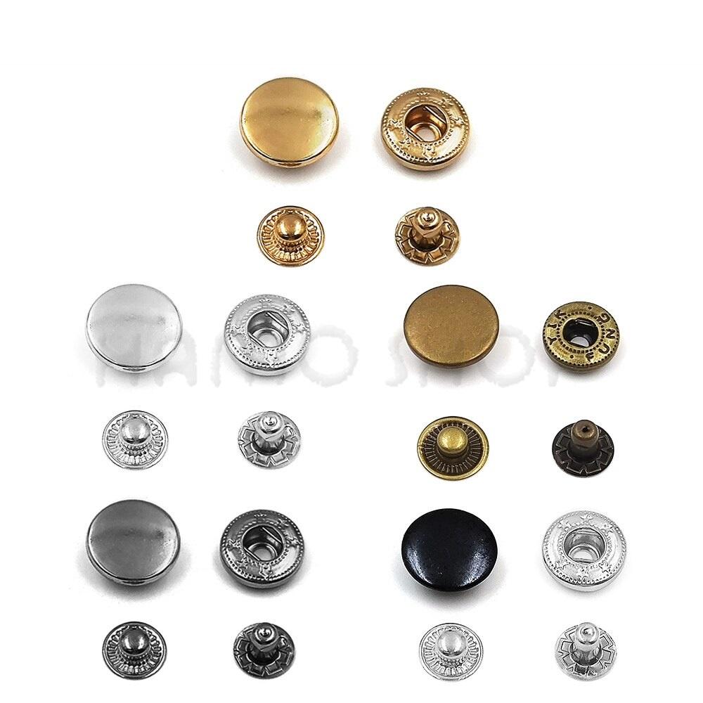 Nút bấm 4 thành phần (nút bóp) Nút quần jean 4 thành phần Loại 15mm Bằng thau Màu bạc, vàng, đồng, đen Phụ liệu may mặc