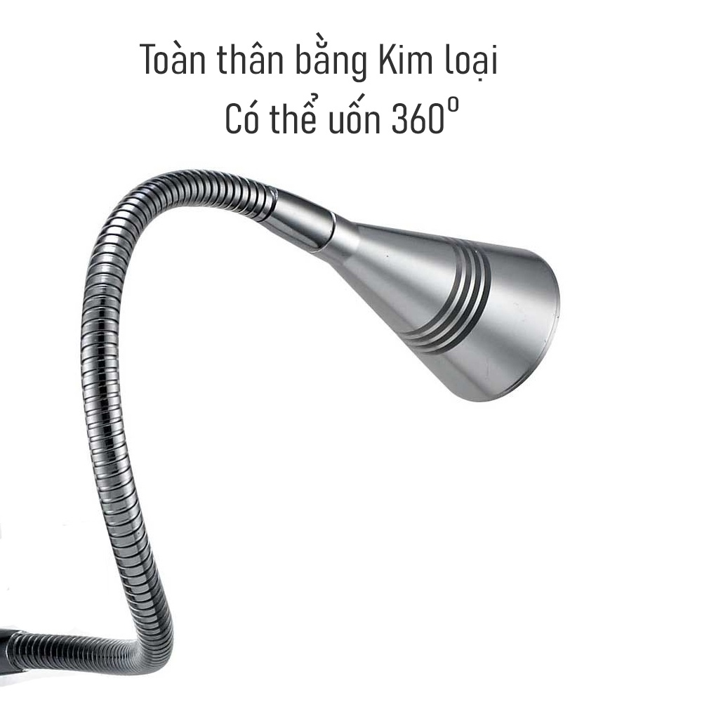 Đèn Led đọc sách đầu giường 3W, Anh sáng chiếu rọi điểm, Kẹp Kim loại đa năng tích hợp Đèn Học và làm việc, Đèn soi tranh trang trí phòng khách