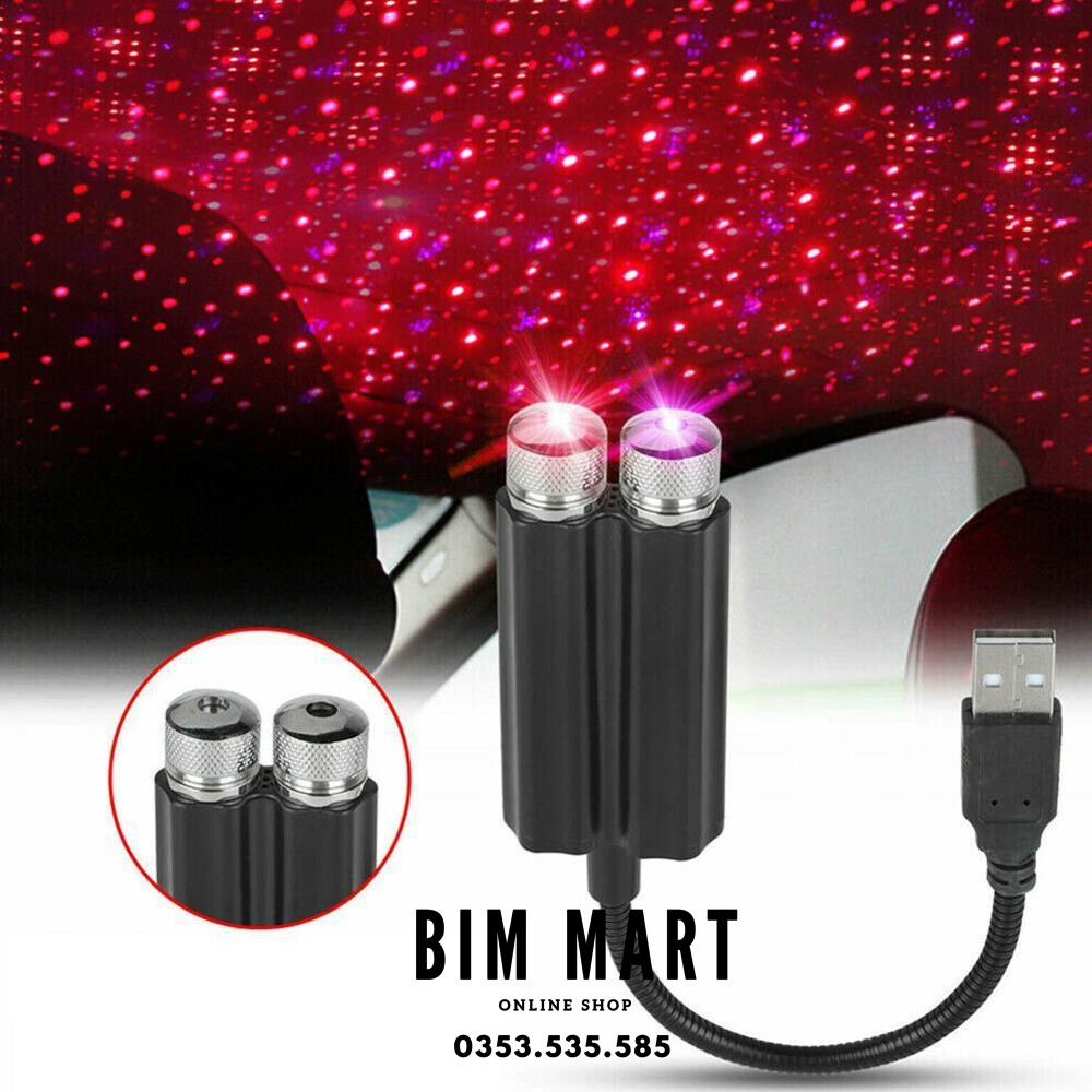 Đèn Led Chùm Sáng Hai Màu Chiếu Trần Xe Ô Tô, Trần Nhà Cắm Cổng USB Nhấp Nháy Cảm Biến Theo Nhạc - Hàng Nhập Khẩu