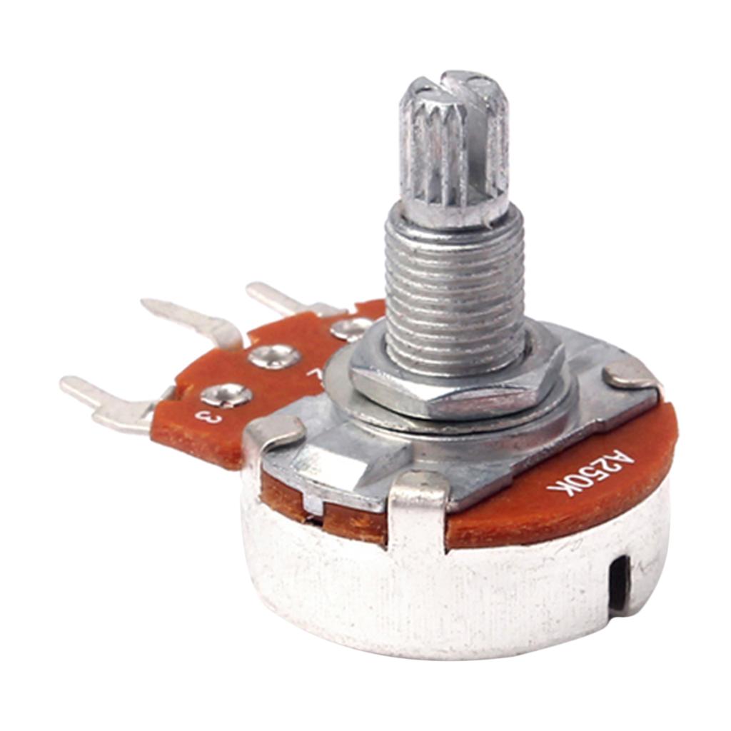 10 Pieces A250K Potentiometer Mini Guitar Push Pots 18mm Split Shaft for Electric Guitar Parts
