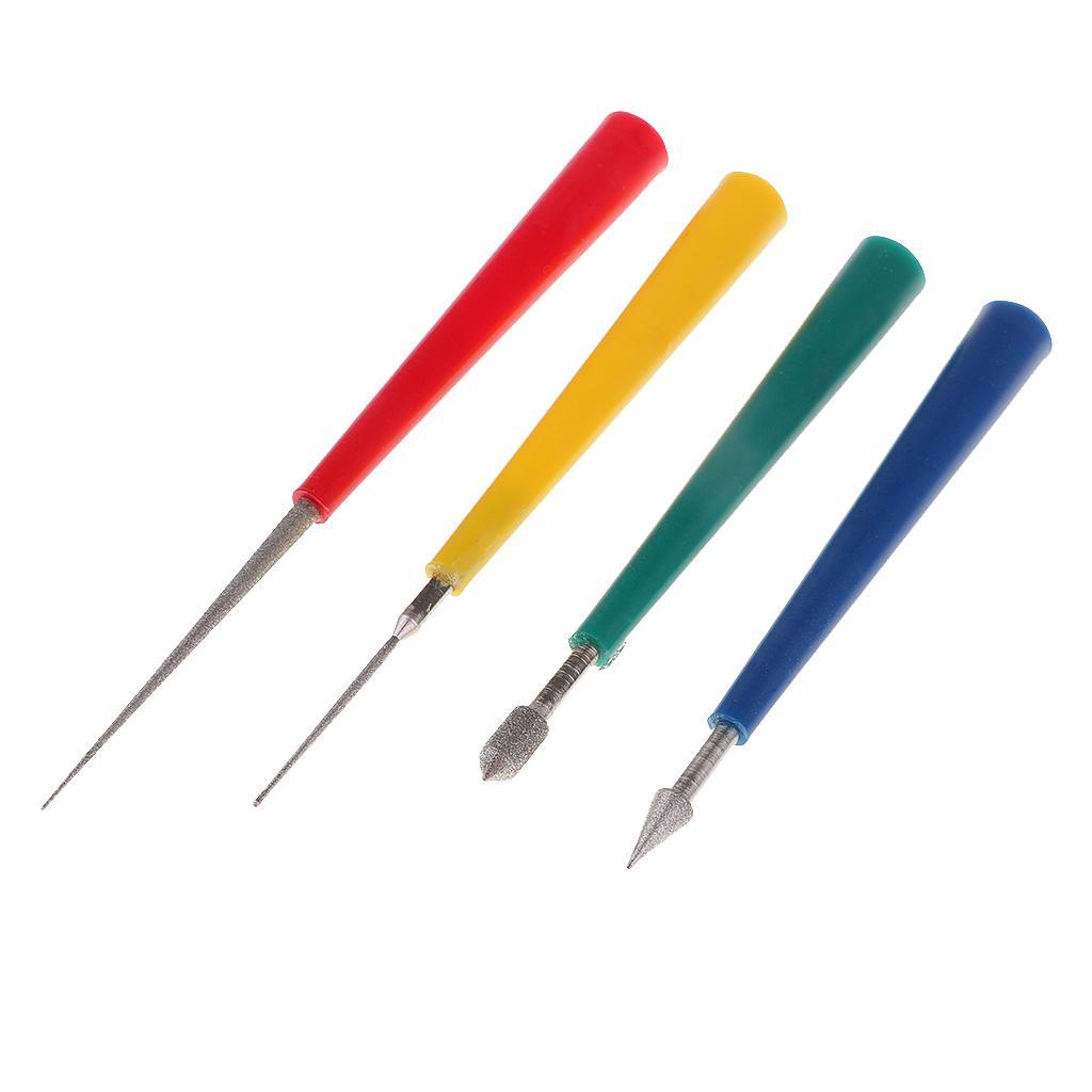 2X 4 Pieces Bead Reamer Set Jewelry Craft Tool Metal Glass Stone Polish