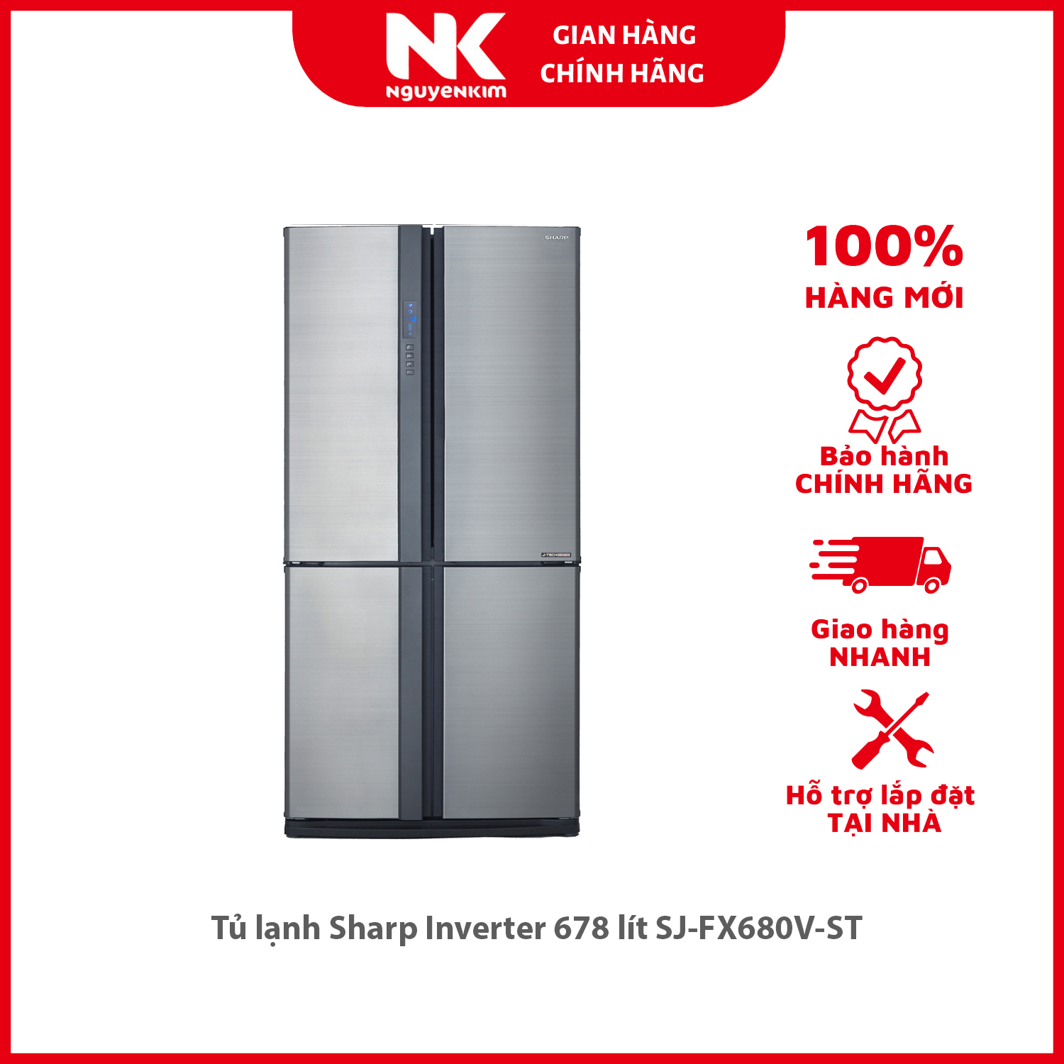 Tủ lạnh Sharp Inverter 678 lít SJ-FX680V-ST - Hàng chính hãng [Giao hàng toàn quốc]