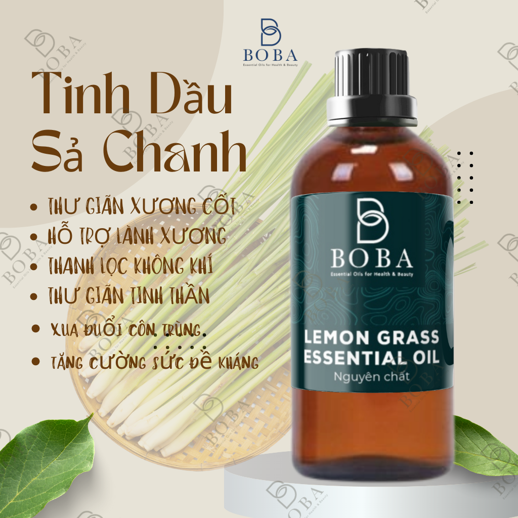 (HCM) Tinh Dầu  Sả Chanh Thiên Nhiên, Xuất Xứ Ấn Độ , Khuếch Tán Hương Thơm, Giải Tỏa Căng Thẳng, Tinh Dầu Boba