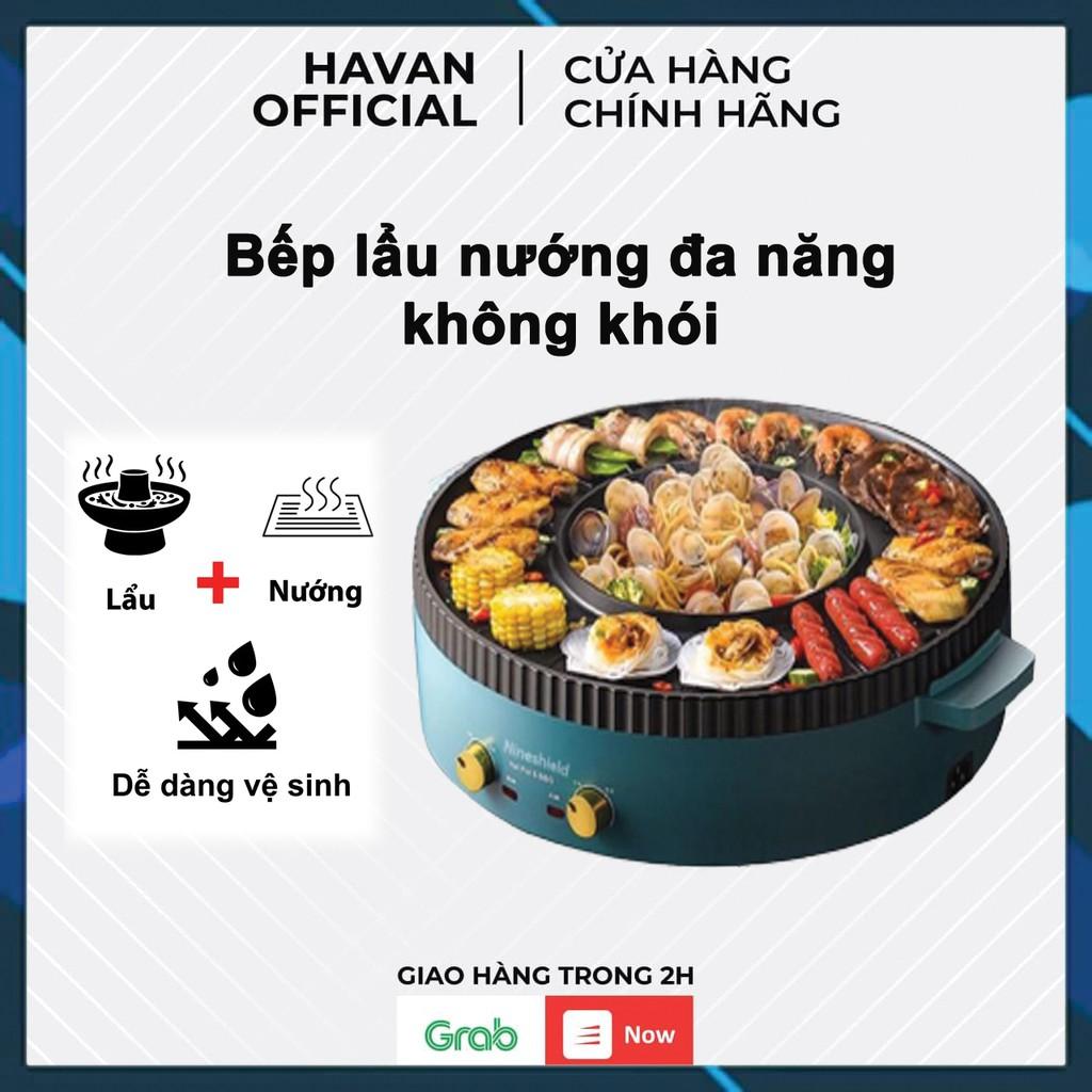 Bếp lẩu nướng đa năng 2in1 X2000, nồi lẩu nướng điện đa năng chống dính không khói công suất 1500W