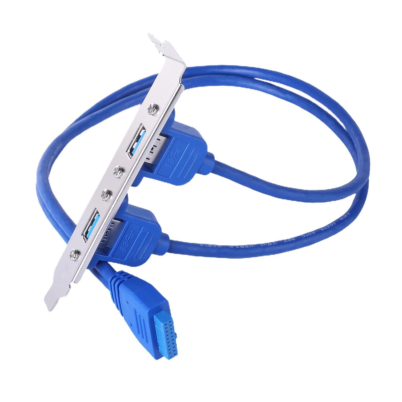 Dual 2 Ports USB 3.0 Back Panel to 20pin Header Cable with PCI Plate Bracket