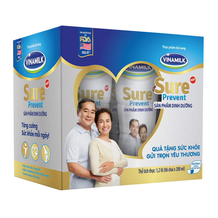 Lốc 6 Chai Sữa Bột Pha Sẵn Vinamilk Sure Prevent (200ml)