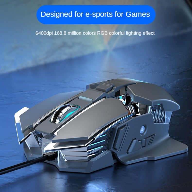 Chuột cơ gaming led RGB 6400DPI - J600 mechanical Gaming mouse