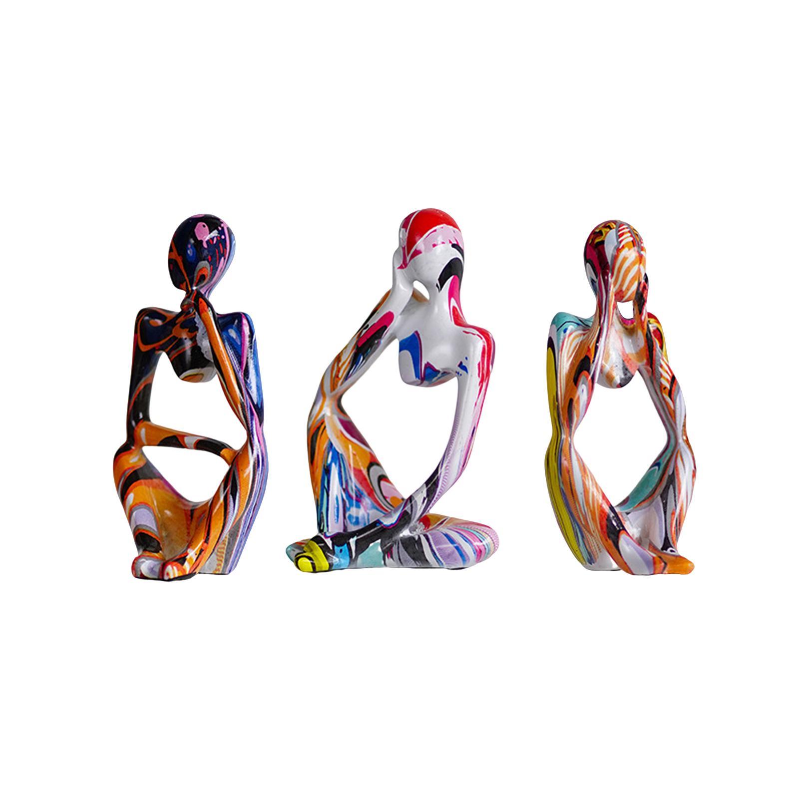 3Pcs Abstract Thinker Statues Artwork Figurines for Tabletop Home Decoration