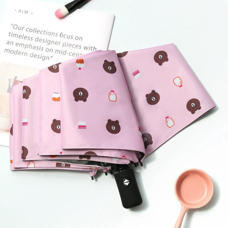 Ô dù gấp gọn hình gấu chống tia UV , có nút bấm tự động mẫu mới nhất 2021