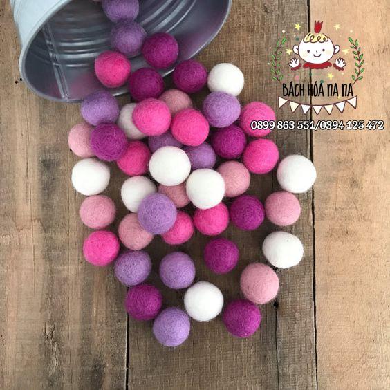 Combo pompom trang trí nhà cửa, tiệc sinh nhật, trang trí noel, phụ kiện trang sức -bách hóa na na