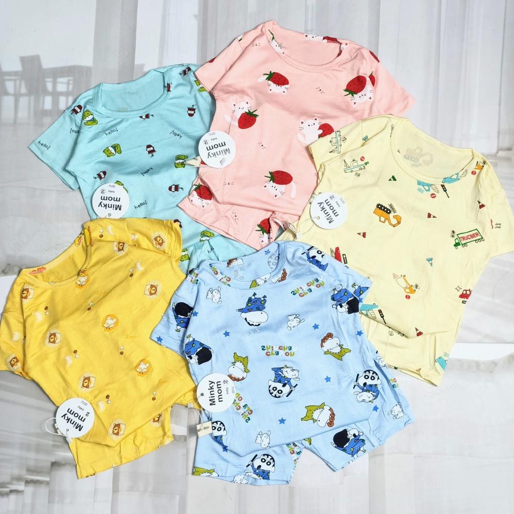 Bộ cộc tay vải thun lạnh nhiều màu cho bé trai và bé gái sơ sinh 6-16kg, hàng đẹp -