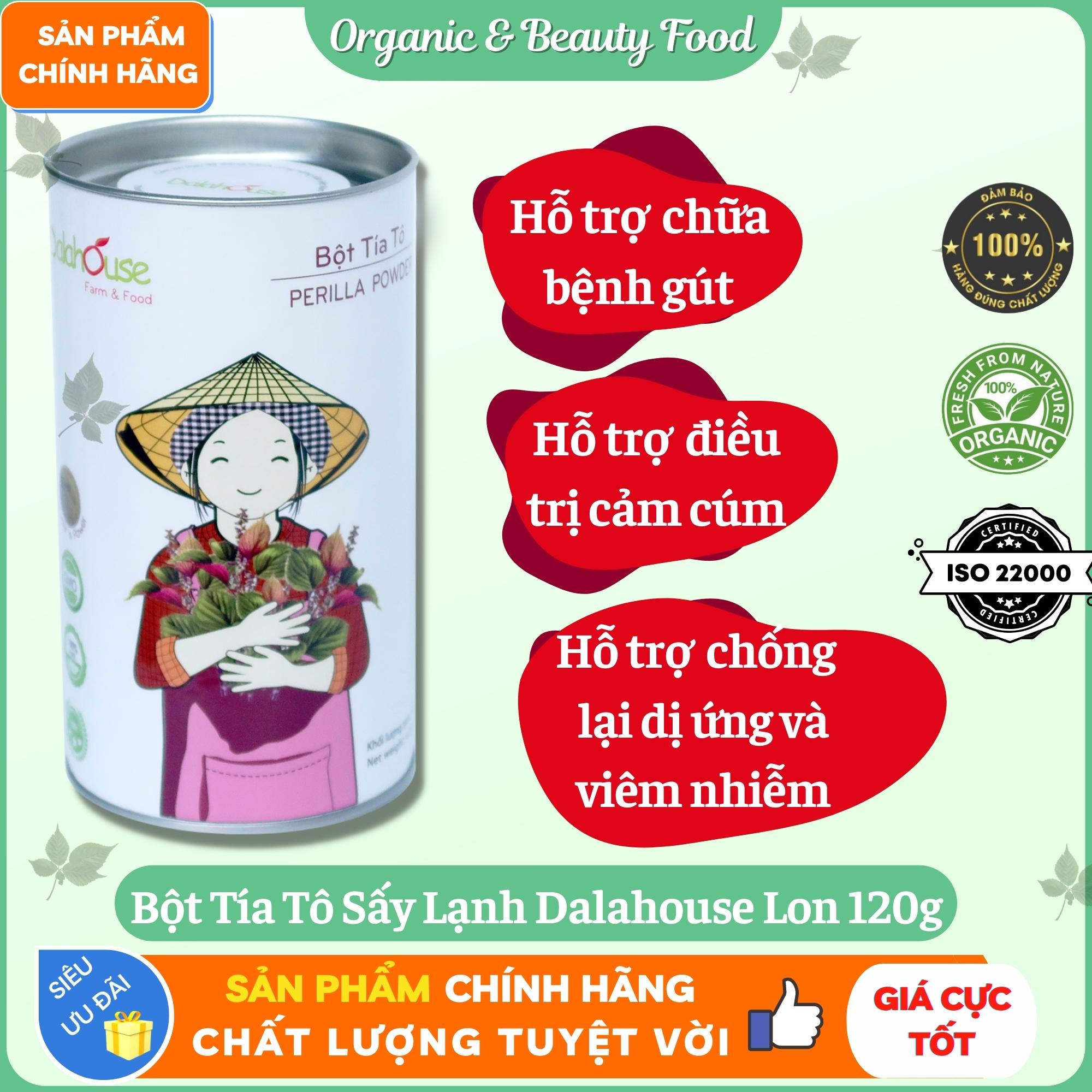 Bột Tía Tô Hữu Cơ Sấy Lạnh Nguyên Chất Dalahouse - Lon 120g - Hỗ trợ trị bệnh gút- Hỗ trợ điều trị cảm cúm - Làm sáng da, thải độc.